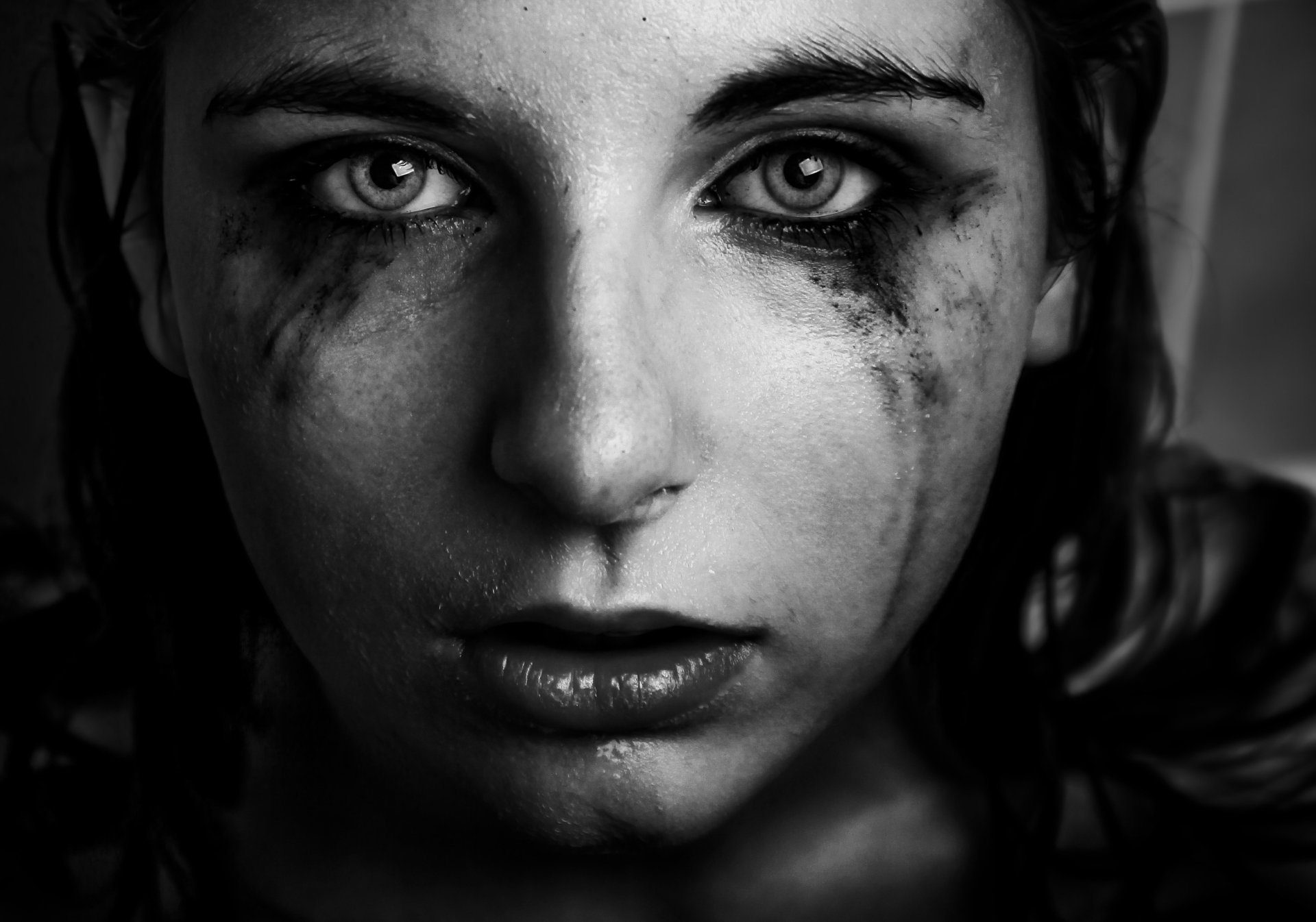 Download Tears Black & White Woman Face HD Wallpaper by Christine ...