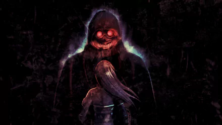 A dark, atmospheric HD wallpaper featuring Death Gun confronting Kirito from Sword Art Online II, capturing the intense confrontation between the two iconic characters.