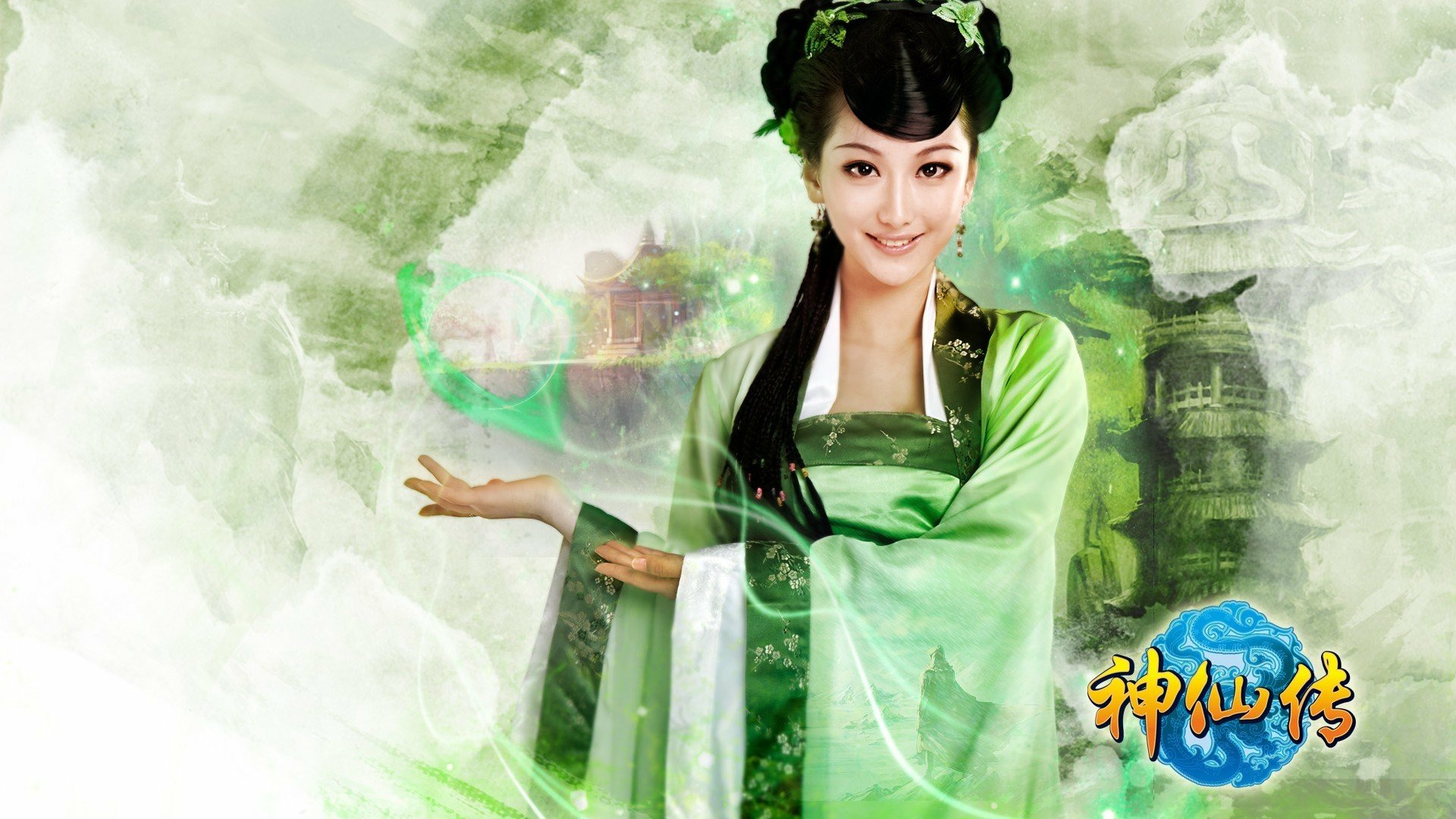 Download Asian Fantasy Jade Dynasty Woman Cosplay HD Wallpaper