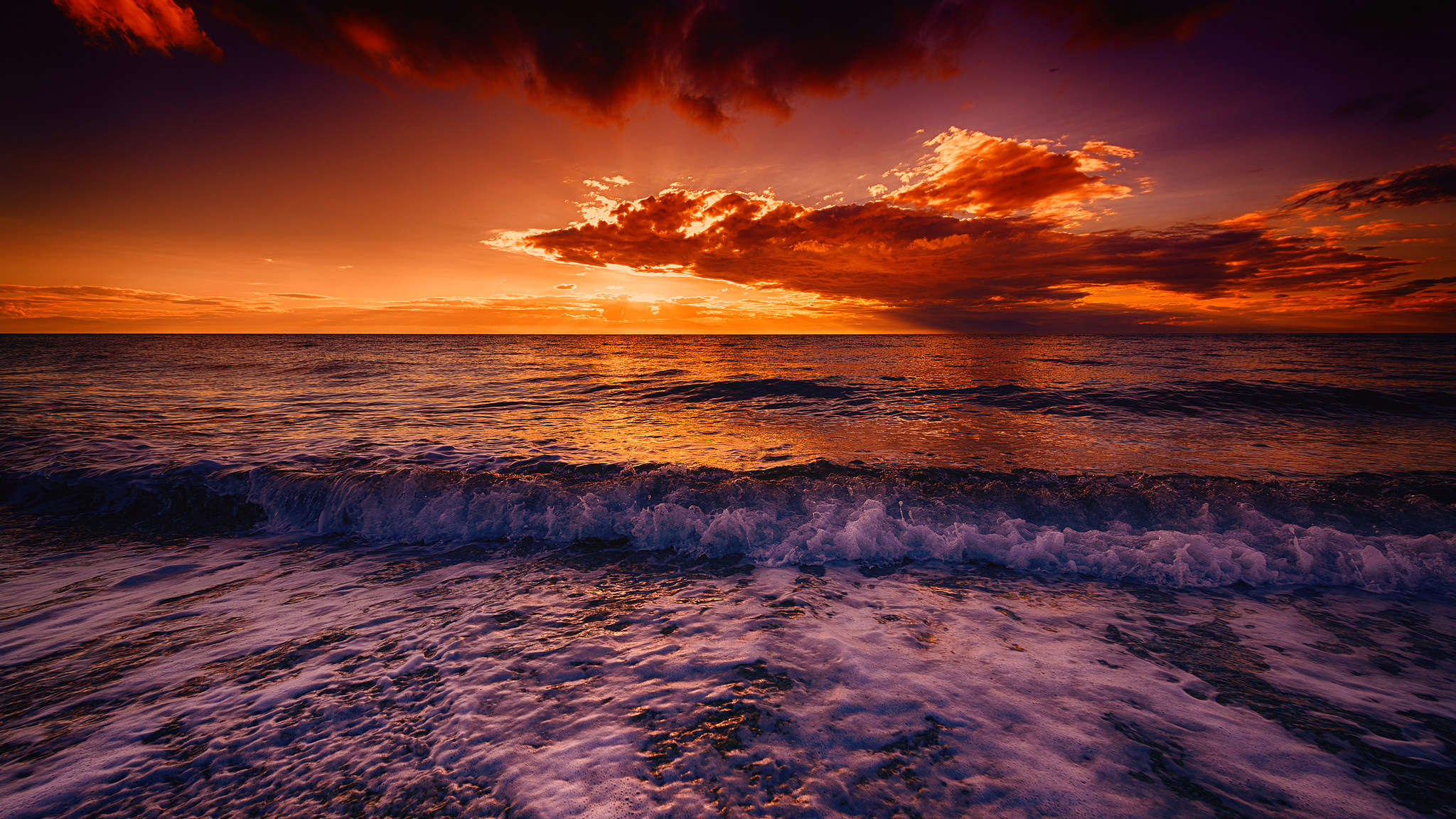 Download Cloud Wave Horizon Sea Ocean Nature Sunset HD Wallpaper