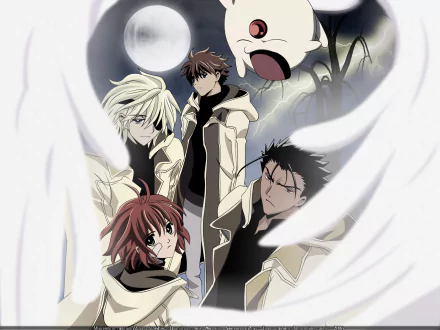 HD PC wallpaper featuring characters from the anime Tsubasa: Reservoir Chronicle with a mystical, moonlit background.