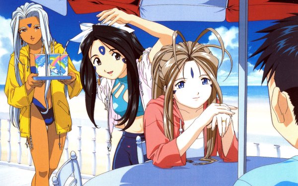 Anime Ah! My Goddess Urd Skuld Belldandy Keiichi Morisato HD Wallpaper | Background Image