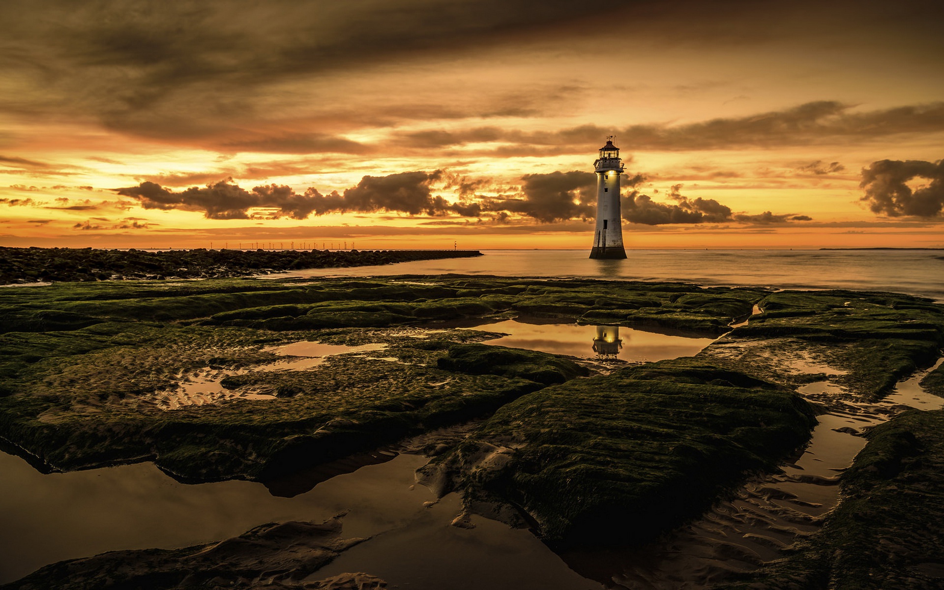 Download Cloud Sky Ocean Horizon Nature Man Made Lighthouse HD Wallpaper