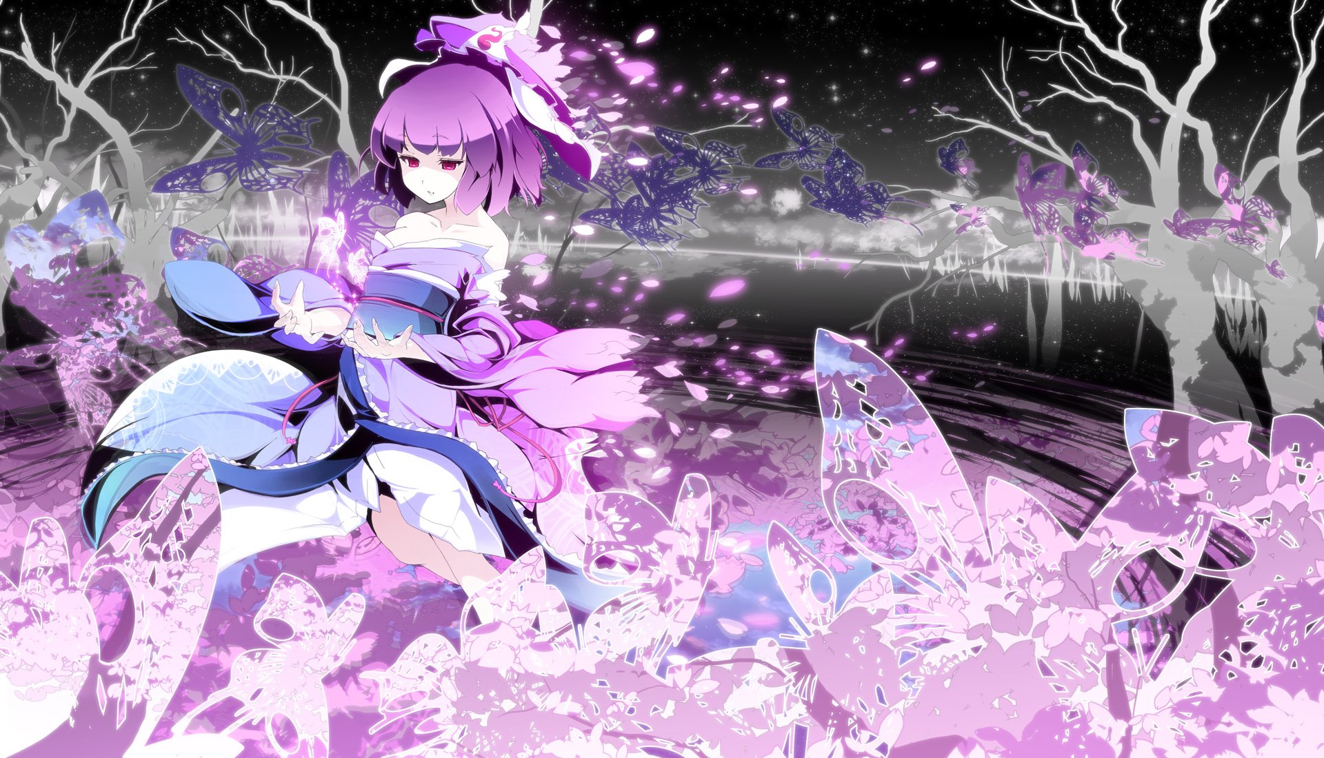 Download Yuyuko Saigyouji Anime Touhou HD Wallpaper by 阿桜