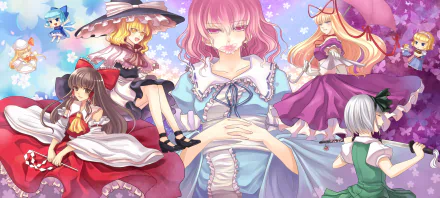 Youmu Konpaku Yukari Yakumo Shanghai Doll Alice Margatroid Yuyuko Saigyouji Reimu Hakurei Lily White Cirno (Touhou) Marisa Kirisame Anime Touhou HD Desktop Wallpaper | Background Image