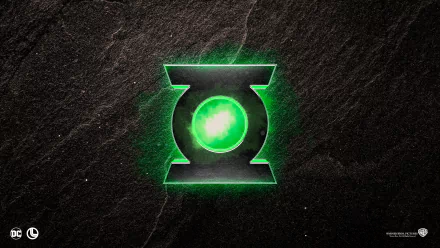 Green Lantern Corps (2020) movie HD PC desktop wallpaper: glowing green Green Lantern Corps emblem centered on a dark textured stone background.
