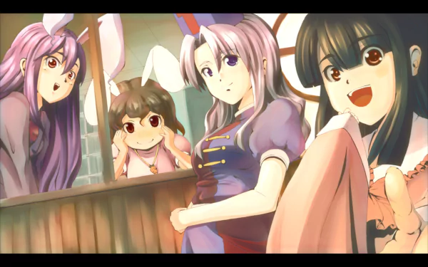 Kaguya Houraisan Reisen Udongein Inaba Tewi Inaba Eirin Yagokoro Anime Touhou HD Desktop Wallpaper | Background Image