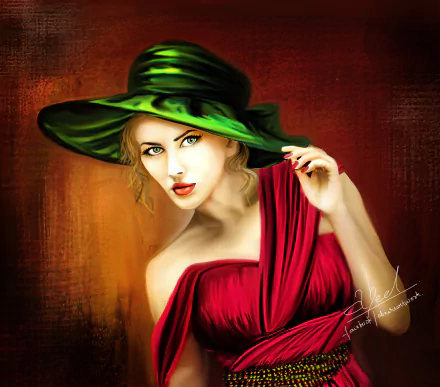  Woman with a Green Hat by Abeer Malik