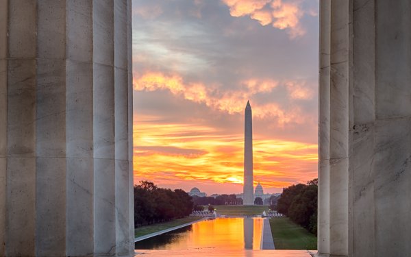 Man Made Washington Monument Monuments Sunset Obelisk HD Wallpaper | Background Image