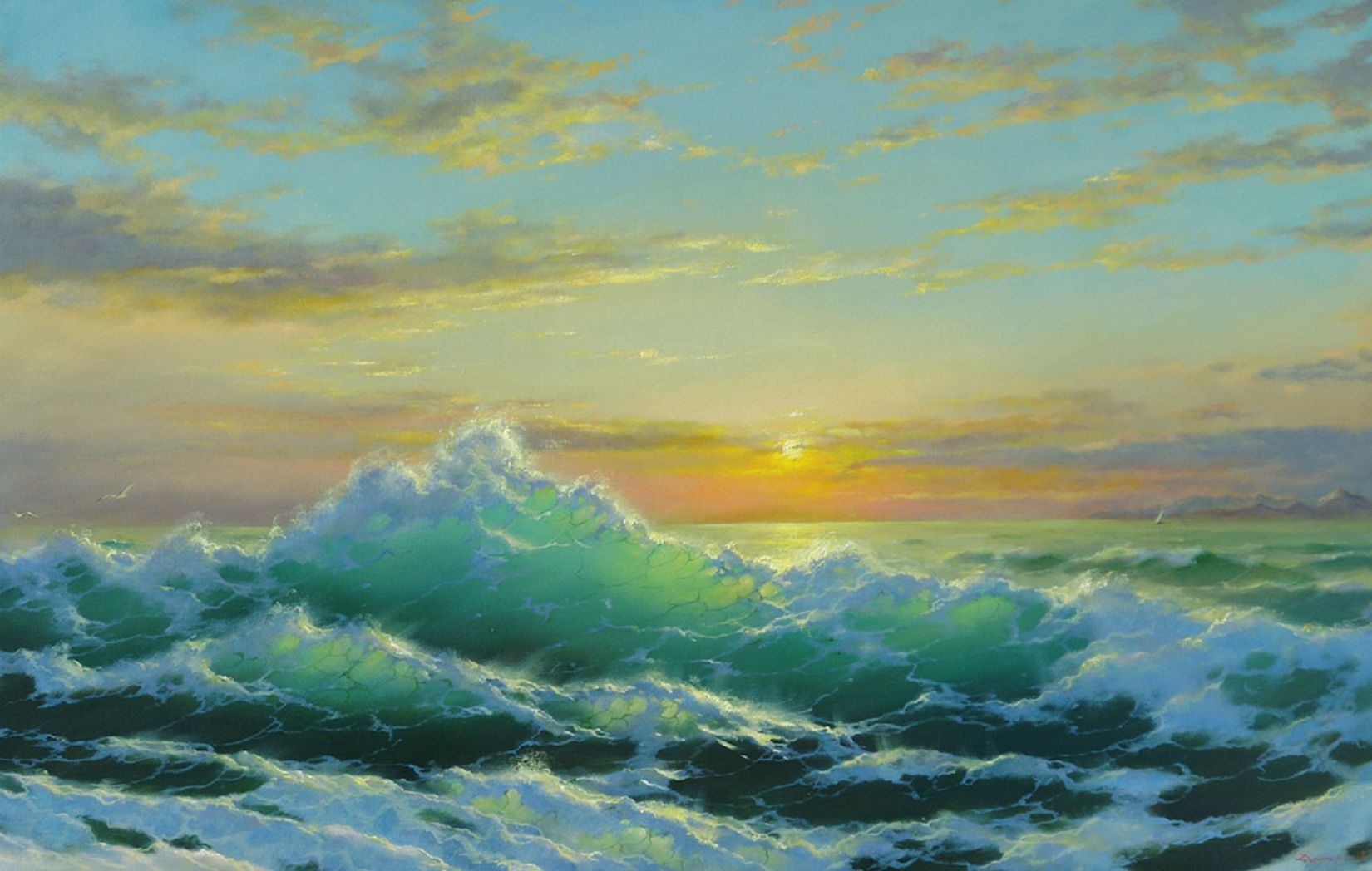 Download Horizon Sunset Sea Ocean Artistic Painting Wallpaper By George   766474 