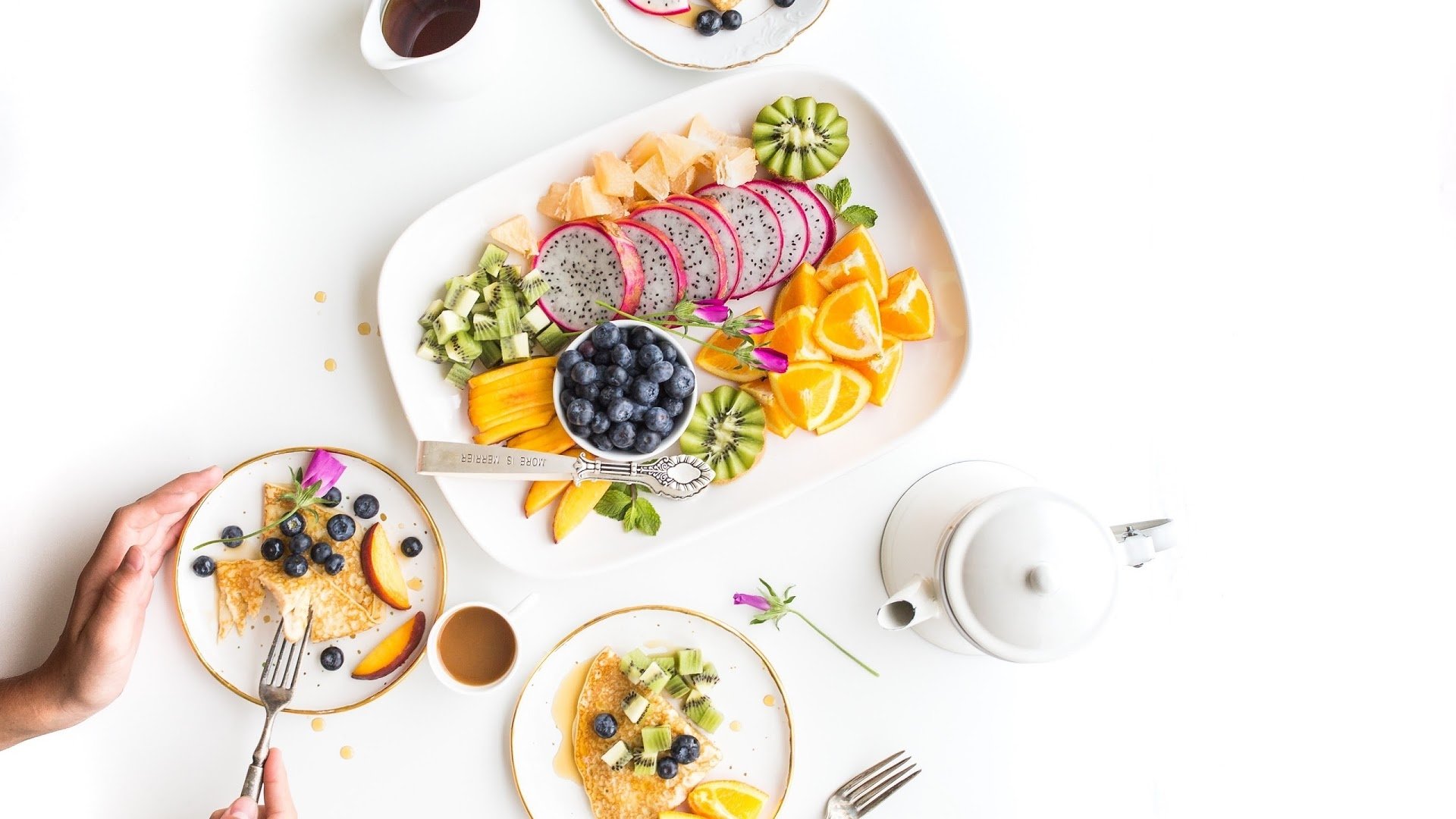 Download Pitaya Kiwi Blueberry Crêpe Fruit Food Breakfast HD Wallpaper by Brooke Lark