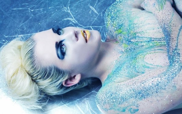 Women Model Blonde Glitter Blue Lipstick HD Wallpaper | Background Image