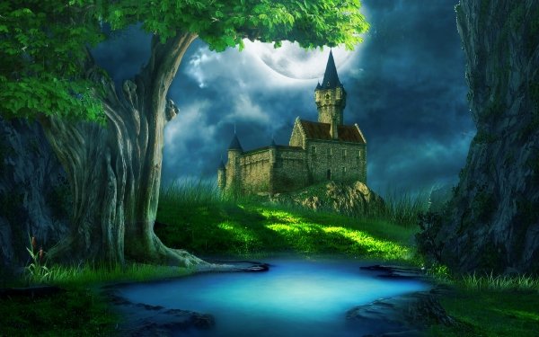 Artistic Castle Castles Forest Tree HD Wallpaper | Background Image