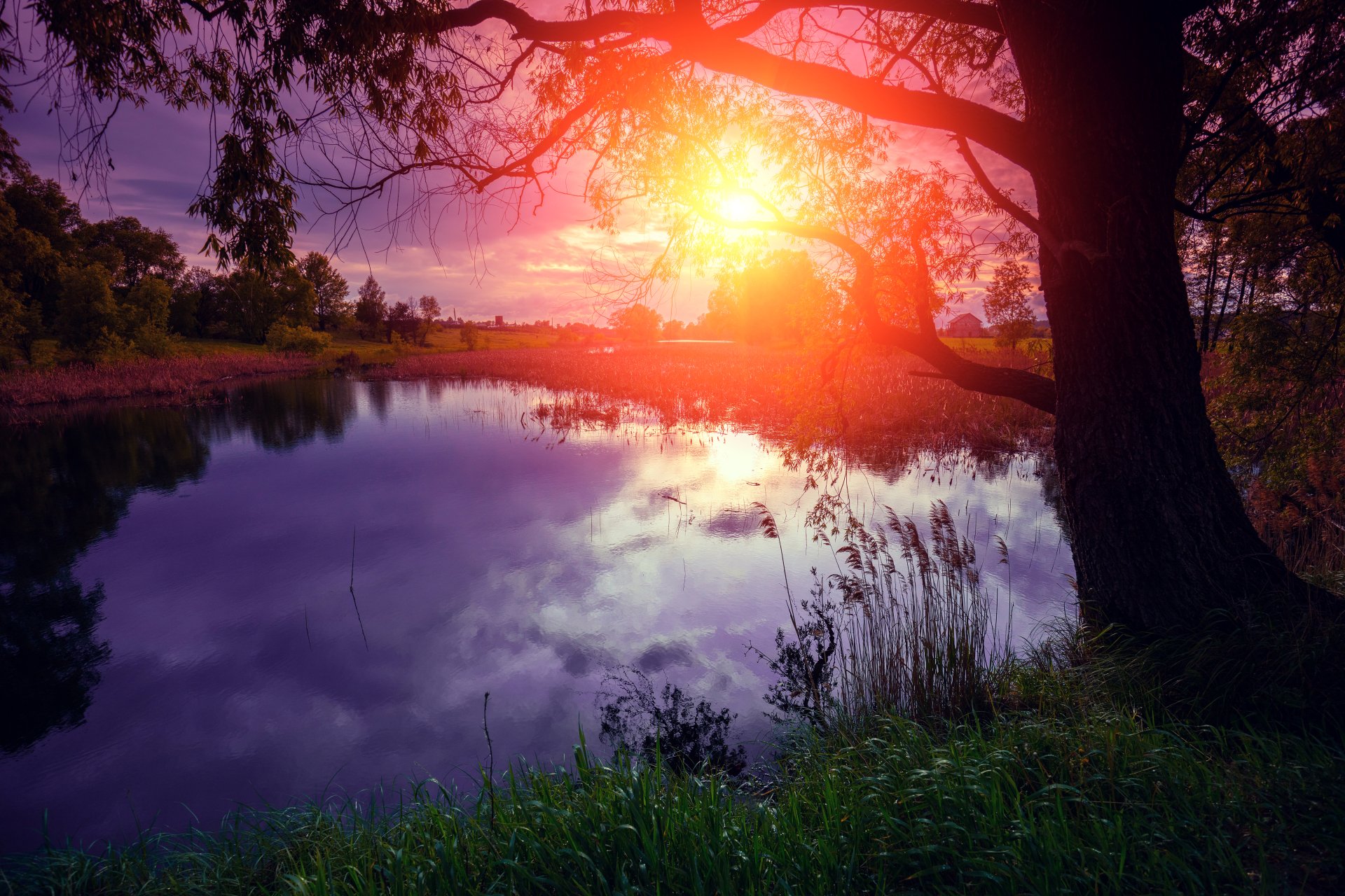Download Colors Lake Reflection Nature Sunset 4k Ultra HD Wallpaper ...