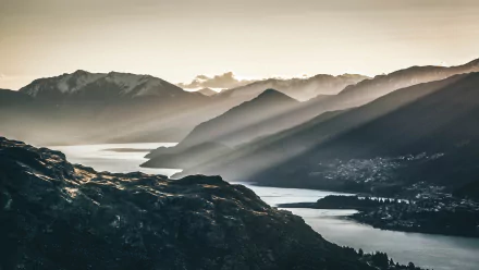 ocean sunlight village nature fjord HD Desktop Wallpaper | Background Image