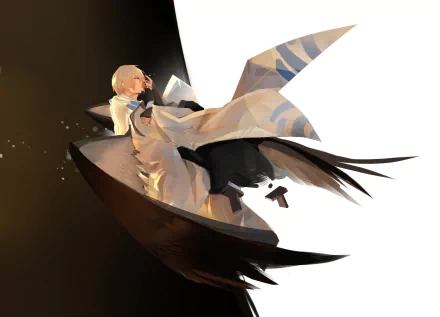 HD desktop wallpaper of Dai Tengu from Onmyoji, featuring an anime character with blue eyes in a dynamic pose against a contrasting dark and light background.