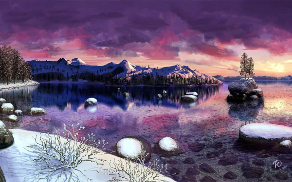  Winter Sunset over Lake Tahoe by Zo Douglass