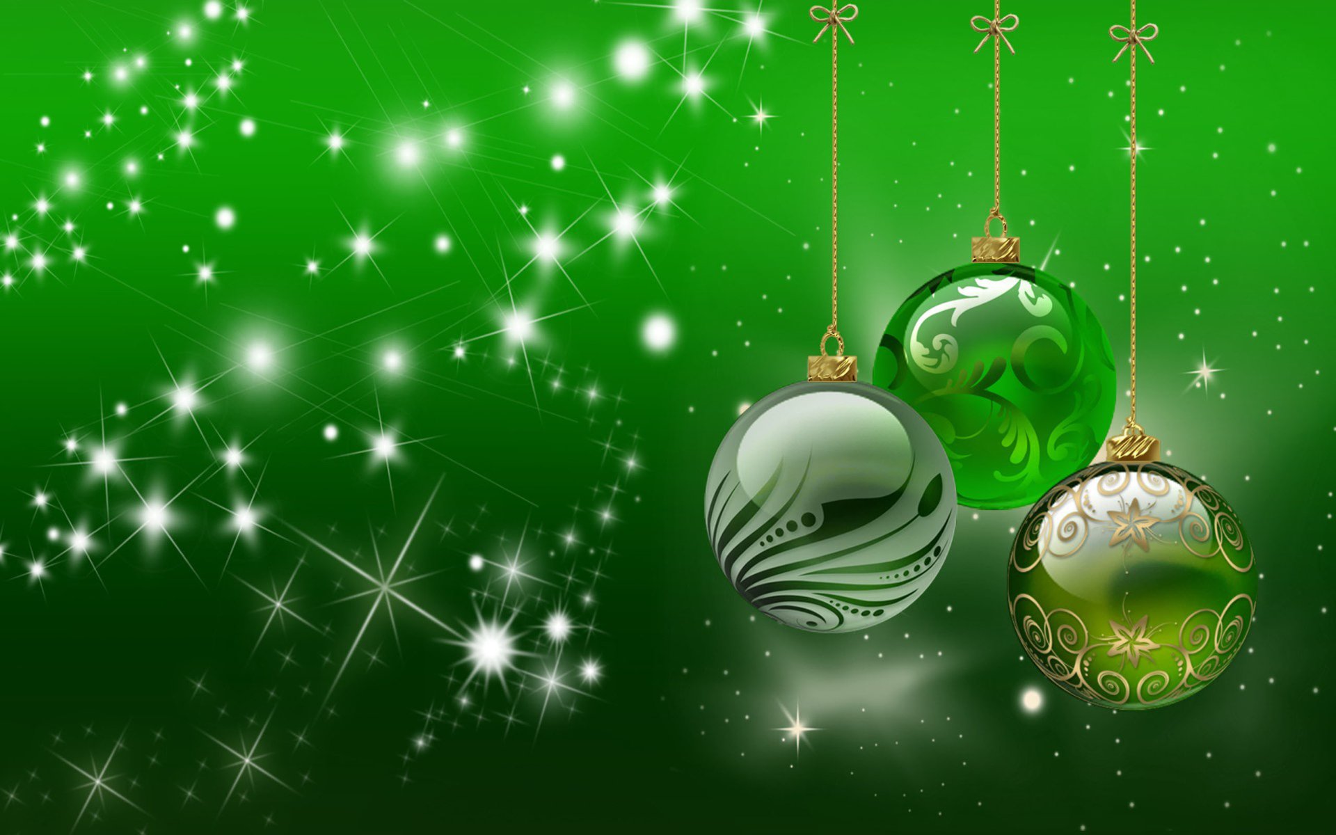 Download Sparkles Green Christmas Ornaments Holiday Christmas HD Wallpaper