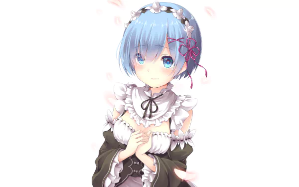 HD wallpaper featuring Rem from the anime Re:Zero - Starting Life in Another World, showcasing her in a detailed and vibrant design.
