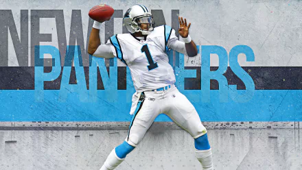 HD desktop wallpaper featuring a dynamic pose of a football player with Newton - Panthers text on a stylized background.