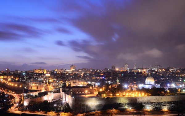 Man Made Jerusalem Night Israel Light City HD Wallpaper | Background Image