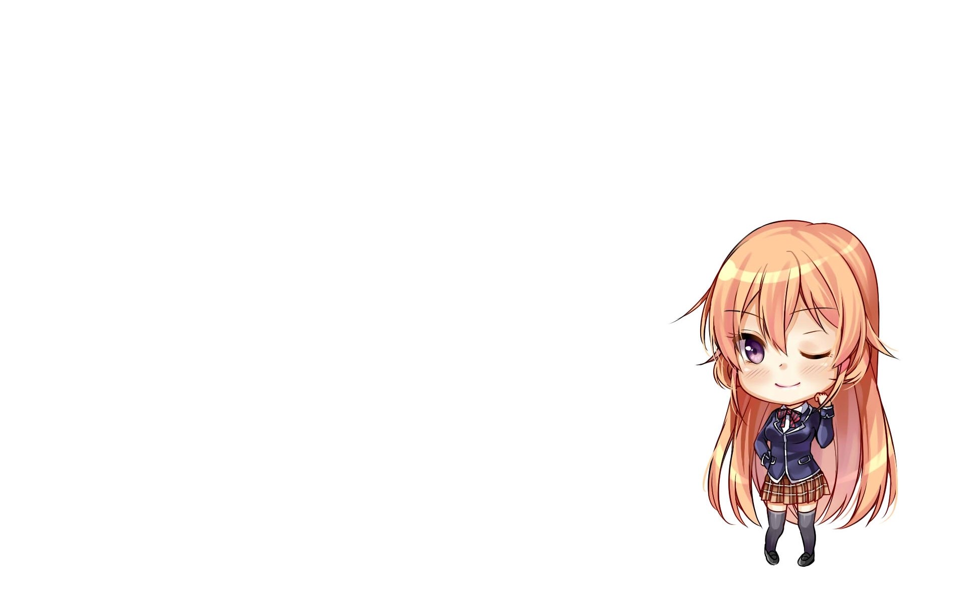 Chibi-style Erina Nakiri from Food Wars: Shokugeki no Soma anime on a white background, designed as an HD PC desktop wallpaper.