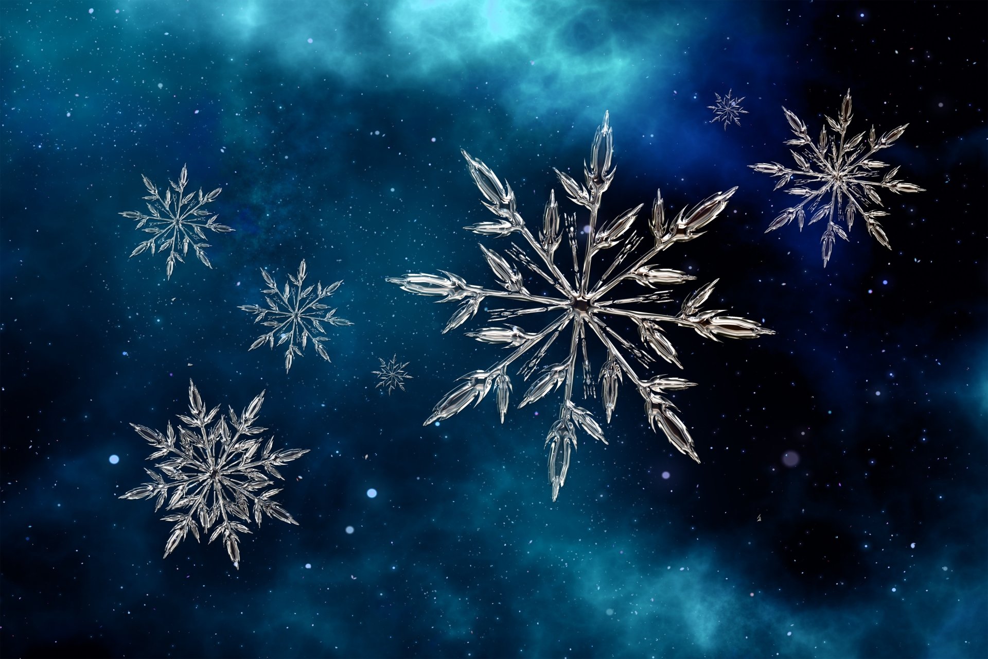 Download Blue Ice Artistic Snowflake  4k Ultra HD Wallpaper