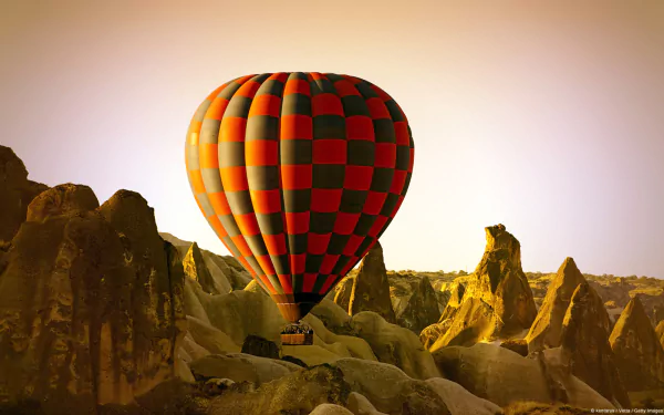 Turkey mountain vehicle hot air balloon HD Desktop Wallpaper | Background Image