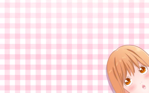 HD PC desktop wallpaper featuring Rinko Yamato from the anime Ore Monogatari!! against a pink gingham background.