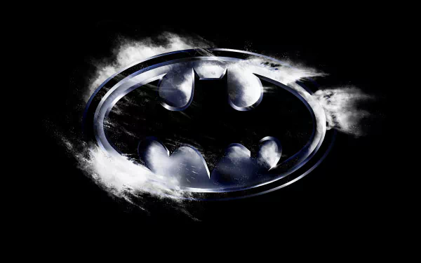 HD PC desktop wallpaper featuring the iconic Batman logo from the movie Batman Returns with a smoky, dark design against a black background.
