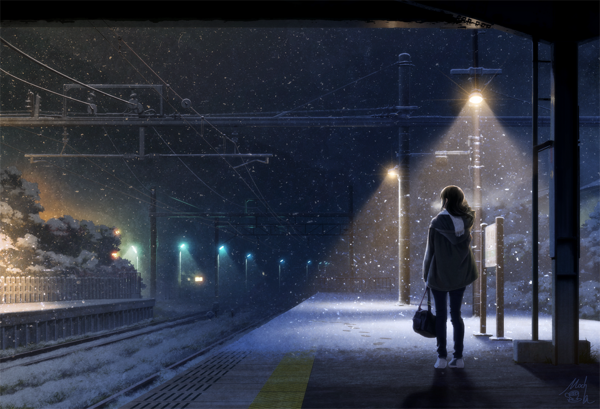 Anime Estación de tren Fondo de pantalla HD | Fondo de Escritorio