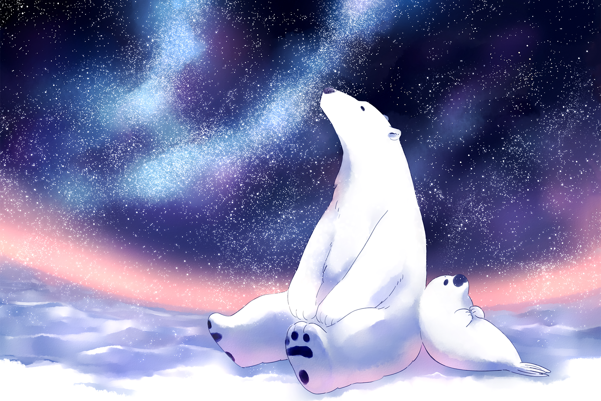 Polar Bear in Love HD Wallpaper