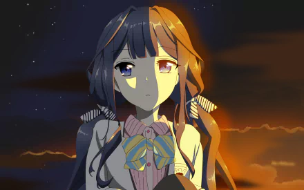 HD desktop wallpaper of Aki Adagaki from the anime Masamune-kun's Revenge, showcasing a dramatic half-light, half-shadow effect on her face.