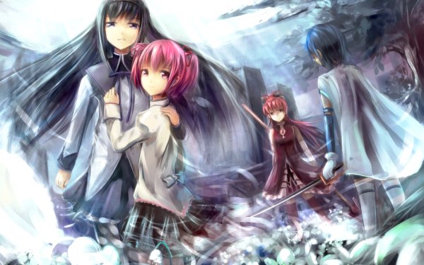 Anime Puella Magi Madoka Magica Homura Akemi Madoka Kaname Kyōko Sakura Sayaka Miki HD Wallpaper | Background Image