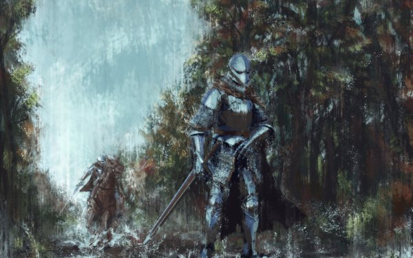 Fantasy Knight Warrior Rain Armor Sword HD Wallpaper | Background Image