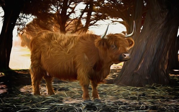 Animal Cow Oil Painting Painting HD Wallpaper | Background Image