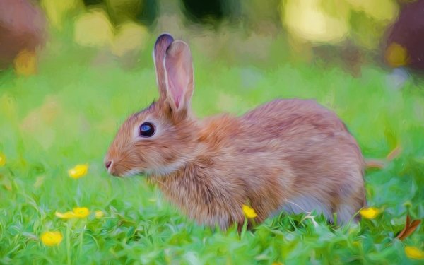 Animal Rabbit Oil Painting Painting HD Wallpaper | Background Image