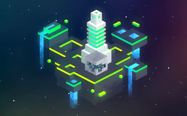 Isometric abstract art in HD, featuring geometric shapes and vibrant colors, suitable as a desktop wallpaper and background.