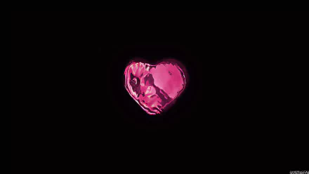 Artistic HD wallpaper featuring a glowing, pink crystal heart against a black background, epitomizing love and elegance.