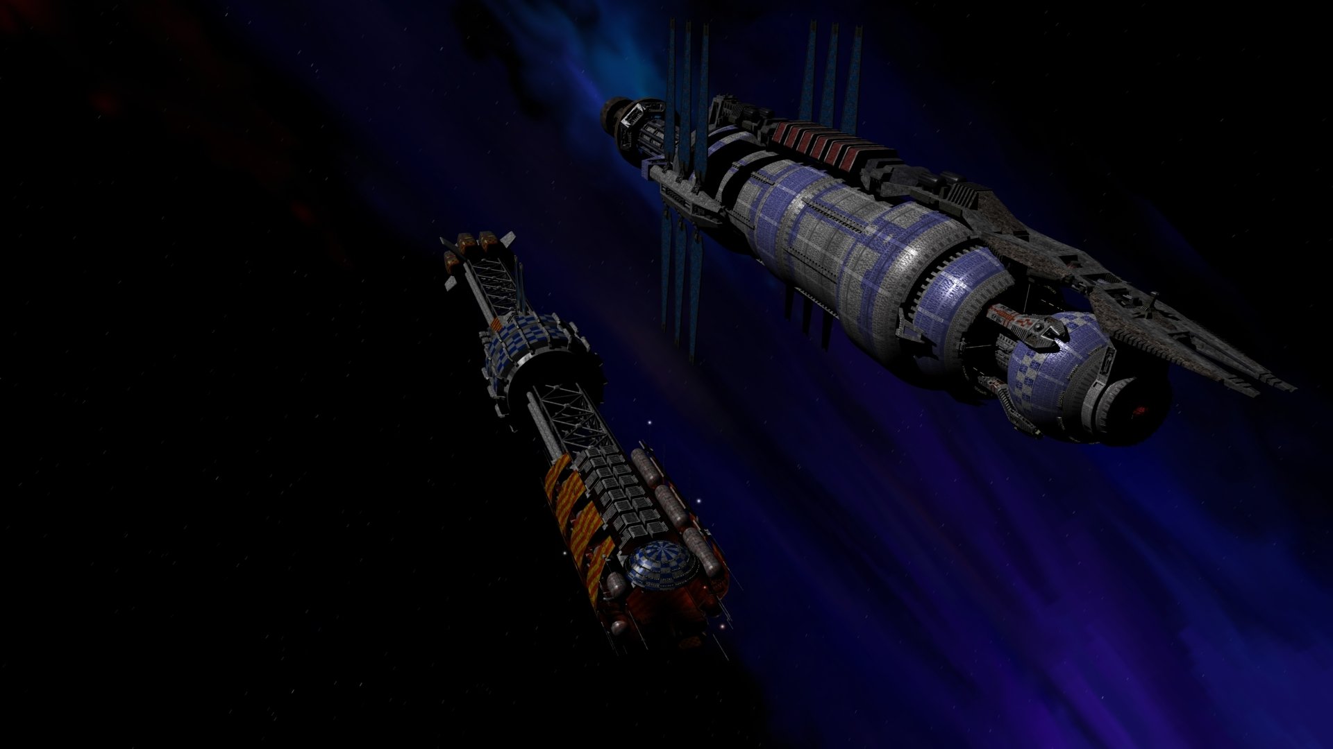 HD PC desktop wallpaper featuring spaceships from the TV show Babylon 5 against a dark blue space backdrop.