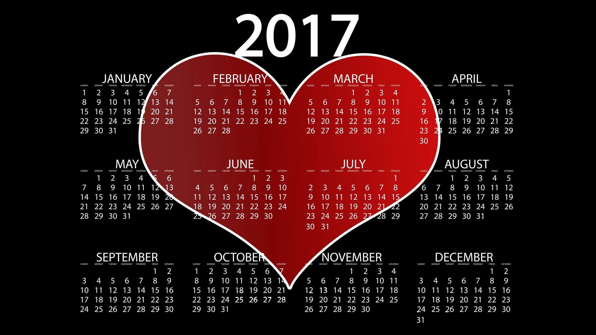 Download Black Red Heart Misc Calendar Red And Black 4k Ultra HD Wallpaper