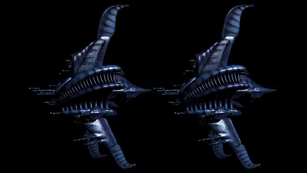 Mirrored Minbari ships from the Babylon 5 TV show (Babylon 5: A Call to Arms) on black, HD PC desktop wallpaper/background.