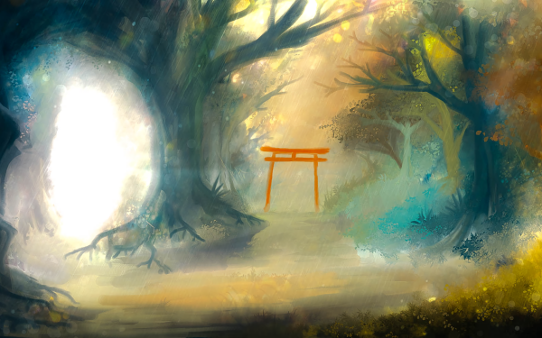 Anime Forest Torii HD Wallpaper | Background Image