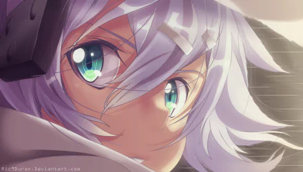 An HD desktop wallpaper featuring Shino Asada (Sinon) from Sword Art Online II, showcasing her intense gaze and detailed anime art style.
