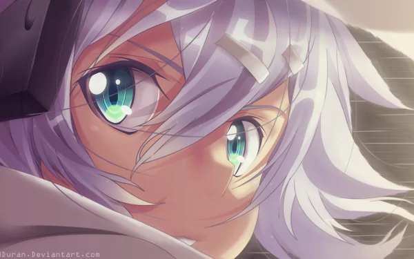 An HD desktop wallpaper featuring Shino Asada (Sinon) from Sword Art Online II, showcasing her intense gaze and detailed anime art style.