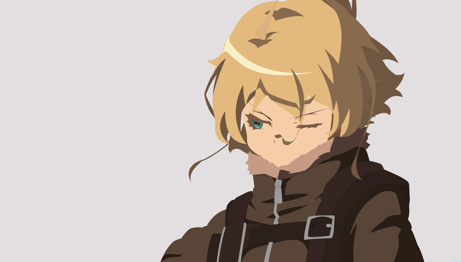 HD PC desktop wallpaper featuring an anime character from The Saga of Tanya the Evil with blonde hair and a dark military-style outfit.