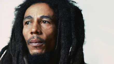 HD desktop wallpaper featuring Bob Marley, a prominent figure in ska and reggae music, with a contemplative expression and distinctive dreadlocks against a simple background.