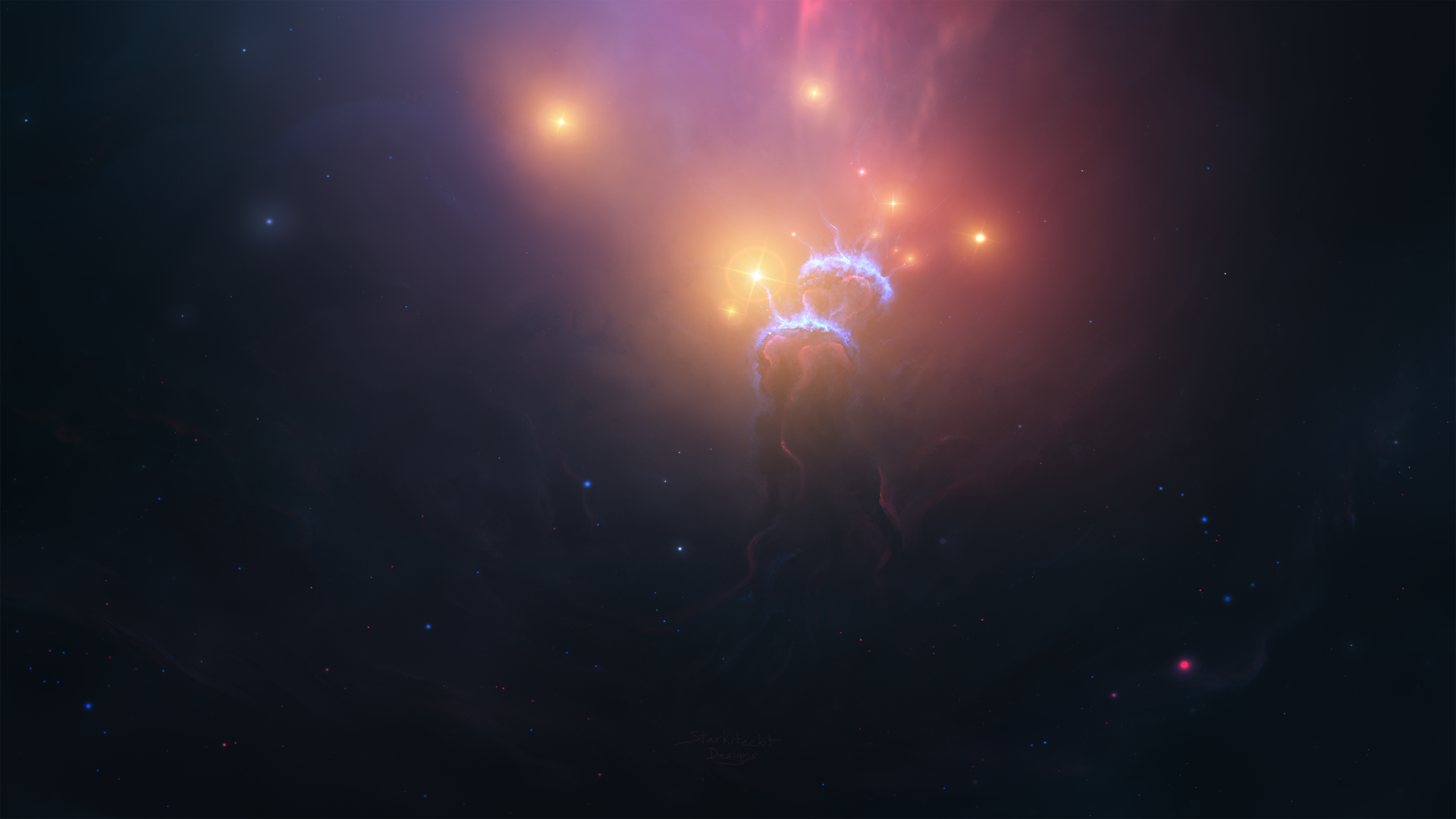 HD desktop wallpaper featuring a captivating Sci-Fi space scene with bright stars and a colorful nebula illuminating the dark expanse.
