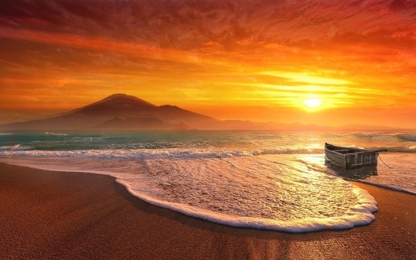 Vehicles Boat Beach Ocean Sea Sunset HD Wallpaper | Background Image