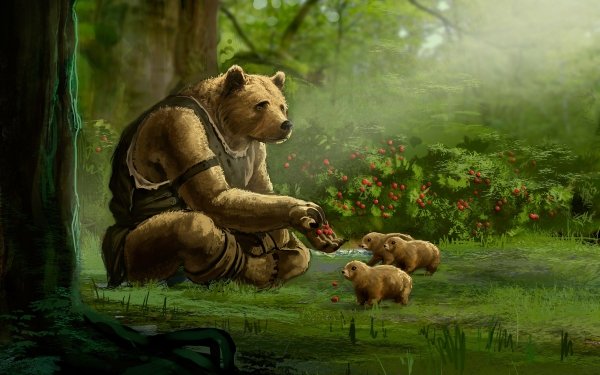 Fantasy Animal Fantasy Animals Bear Berry HD Wallpaper | Background Image